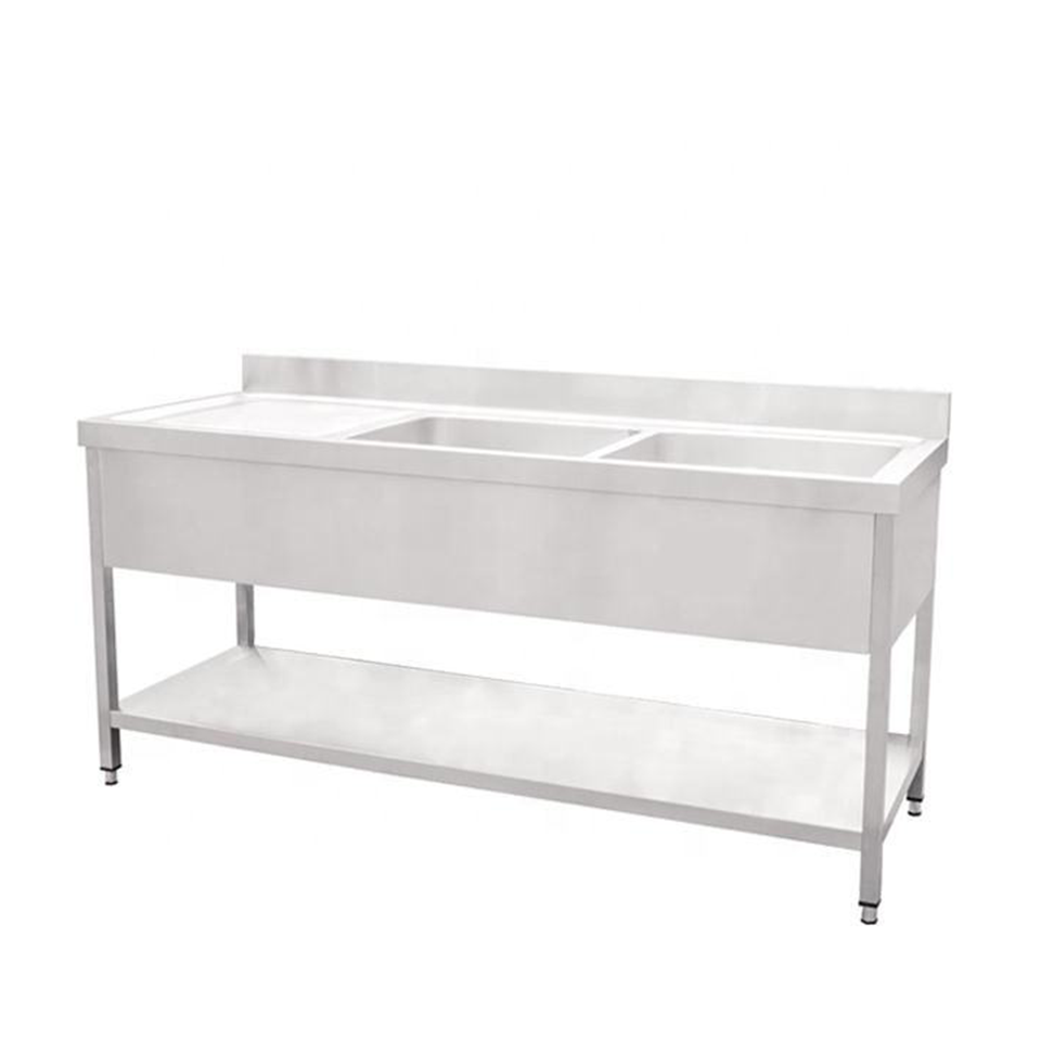 Commercial Stainless Steel Sink ZZDSSZ with Drainboard and Lower Shelf