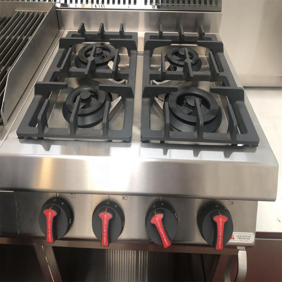 E-RQB-600 Commercial 4-Burner Tabletop Gas Range Stainless Steel 16kW