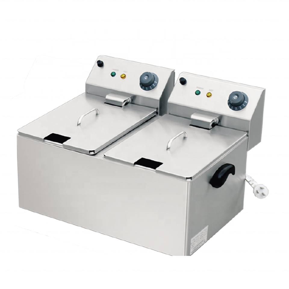 Tabletop Dual Tank Electric Fryer 5kW 220V Compact Design