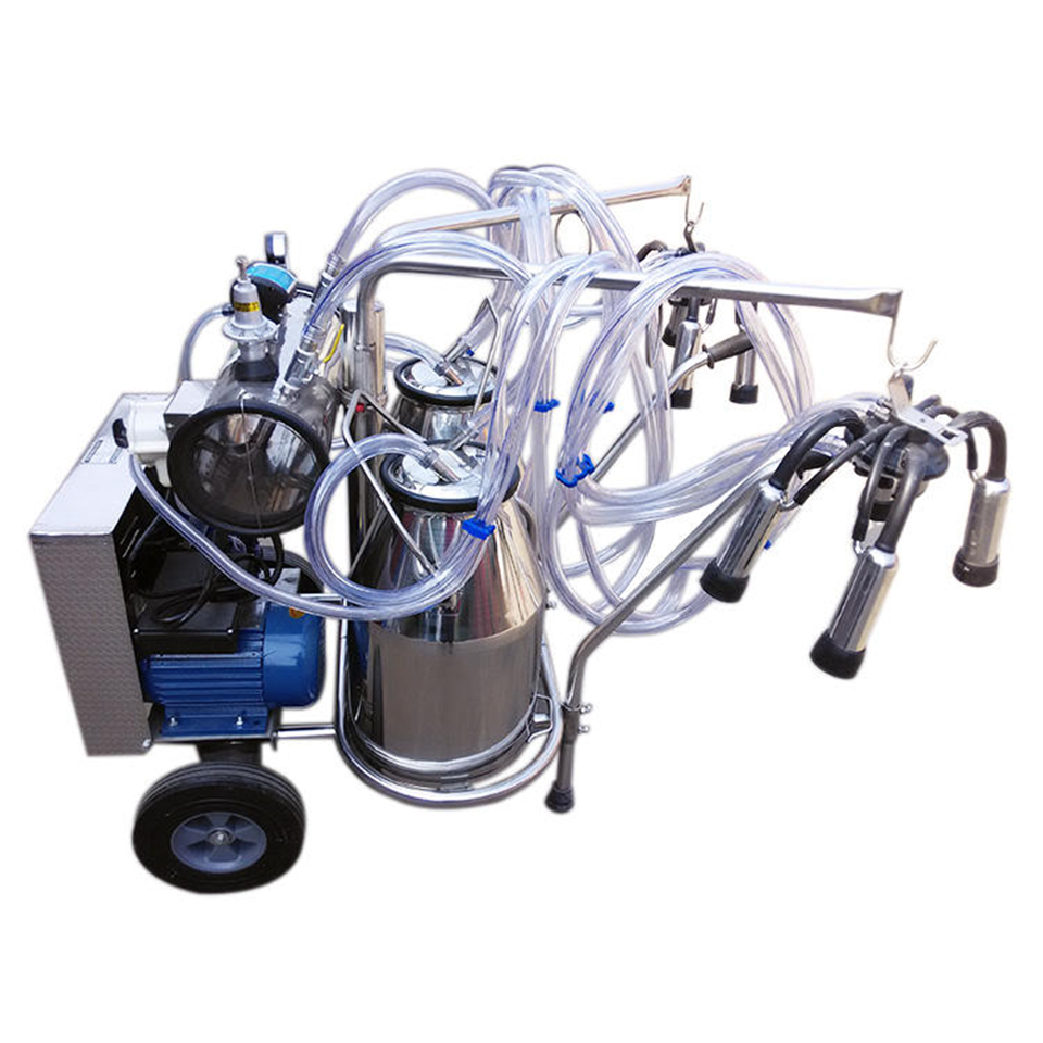 Two-Can Mobile Milking Machine 25L Stainless Steel Buckets for Dairy Farms